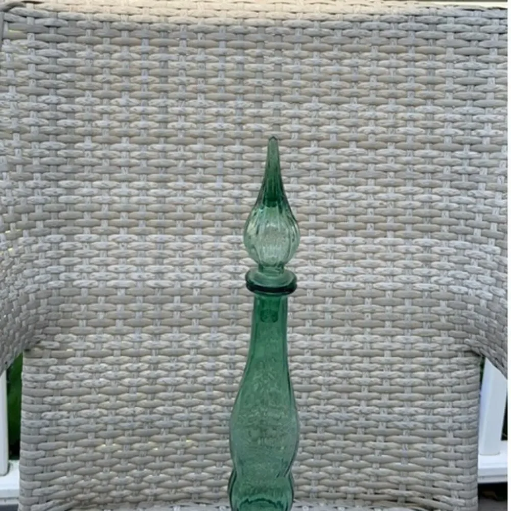 Vintage Empoli Italy Bell Pattern Green Genie Bottle Decanter